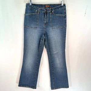 ZD Jeans Womens Size 16 Blue Slash Flip Pockets Stretch Bootcut Med Wash
